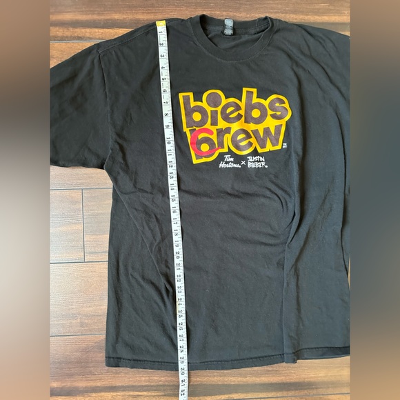 Justin Bieber x Tim Hortons x Promo Biebs Crew Black T-Shirt | Size XXL - Picture 3 of 9